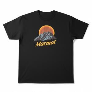 Marmot Tee Mens XL Black with Mountain Logo Hiking Outdoors Gorpcore Cotton